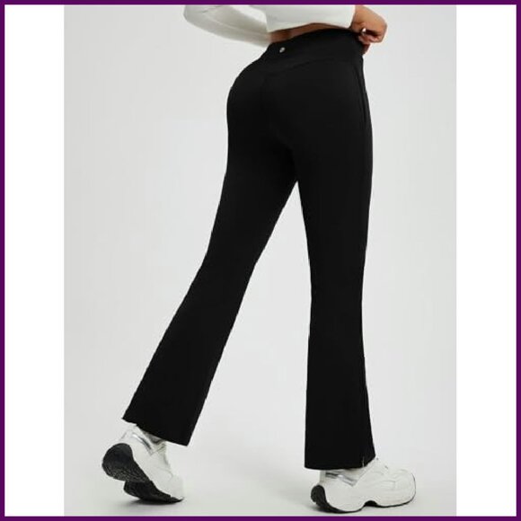 Fleece Lined Flare Yoga Pants Winter Thermal Bootcut Leggings Warm - Picture 3 of 8